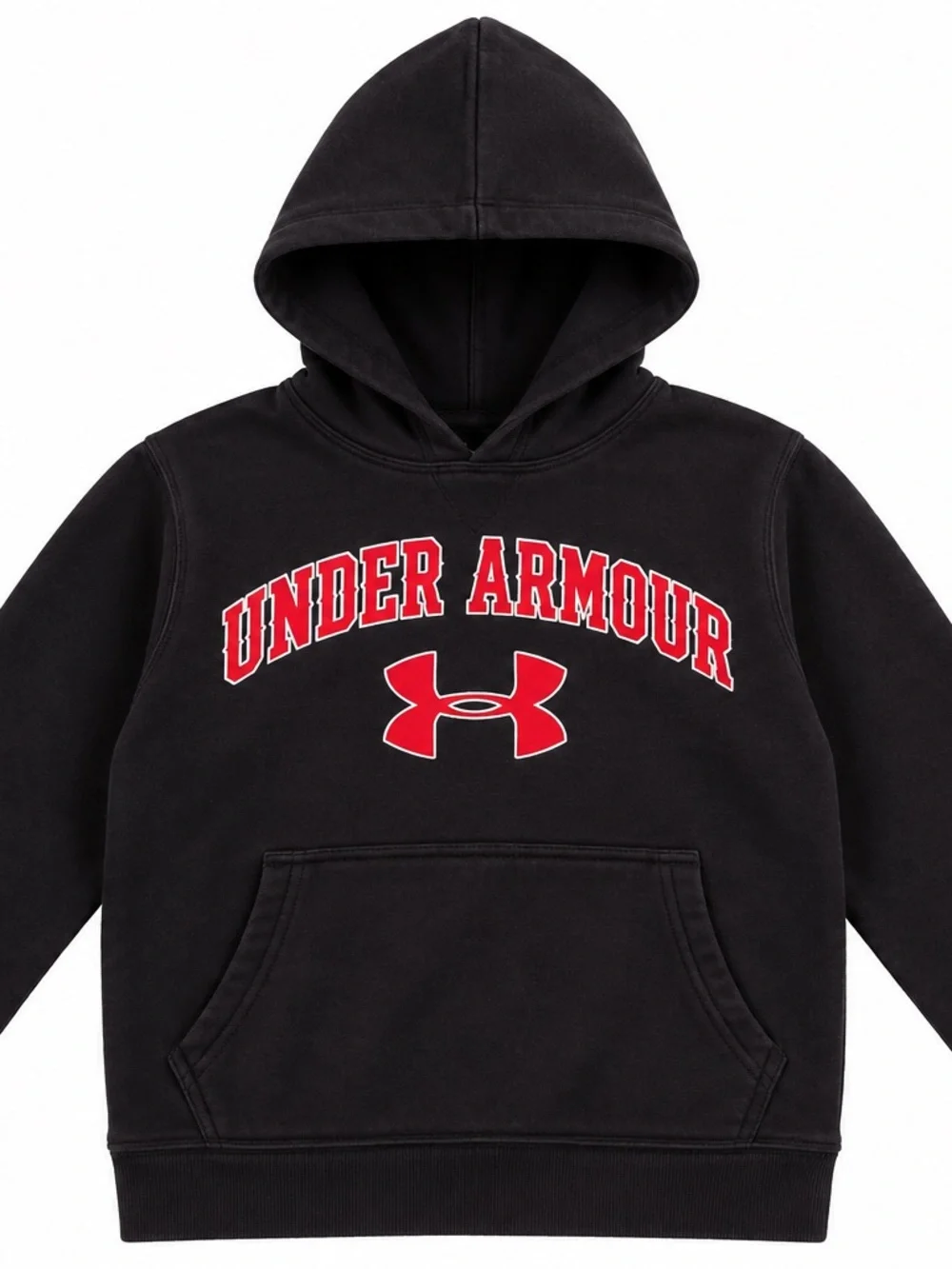 Under Armour Hoodie Youth Small Black Red ColdGear Pullover Sweatshirt